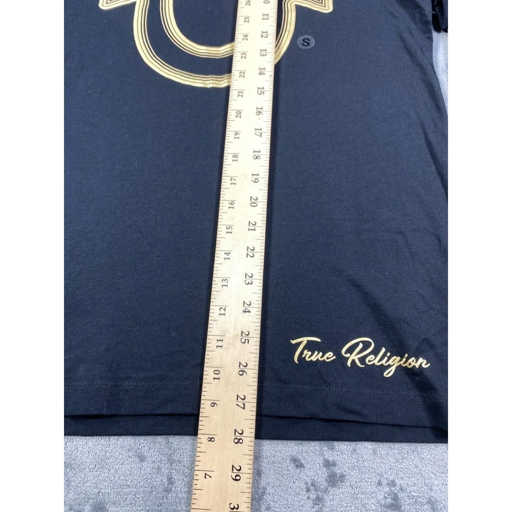 True Religion Shirt Horseshoe Logo Men Small Black Streetwear Tee Top Casual NWT
